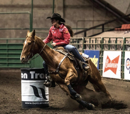 Veronica Swales alongside Miss Aries, recovering from equine asthma